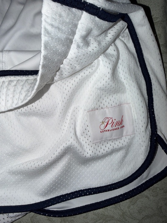 PINK Victoria's Secret White Mesh Shorts with Black Trim - Picture 4 of 8